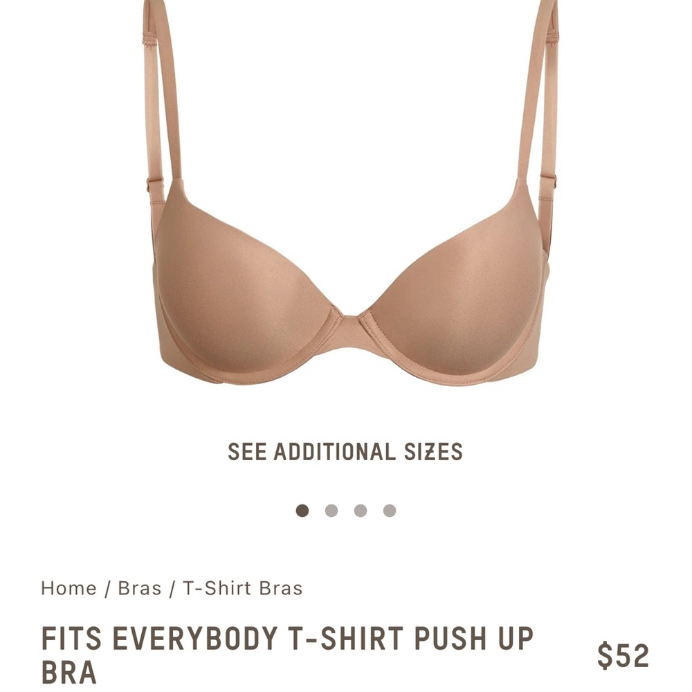 Skims Fits Everybody Push Up T Shirt Bra 32D Sienna